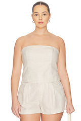 Linen Strapless Top