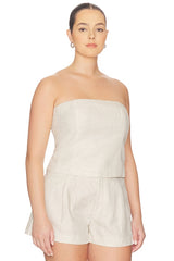 Linen Strapless Top