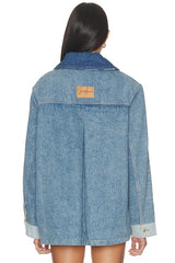 Patchwork Denim Midi Jacket