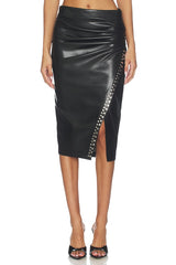 Regina Studded Faux Leather Skirt
