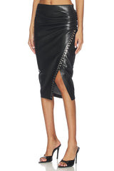 Regina Studded Faux Leather Skirt