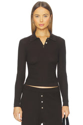 Long Sleeve Shrunken Polo Top