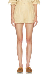Washed Linen Pleated Short