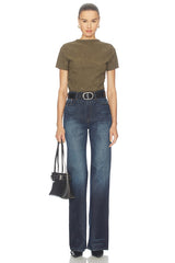 Faux Suede Short Sleeve Ruched Top