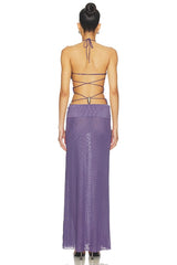 Trim Detail Lace Up Maxi Dress
