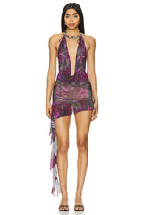 Sheer Glitter Backless Dress