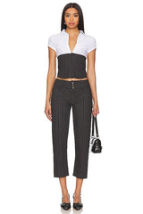 Tailored 3/4 Stripe Button Trousers