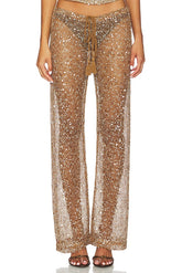 Sequin Mesh Drawstring Trousers