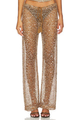 Sequin Mesh Drawstring Trousers