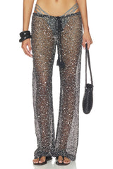 Sequin Mesh Drawstring Trousers