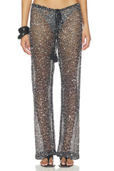 Sequin Mesh Drawstring Trousers