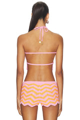 Chevron Knit Halter Crop Top