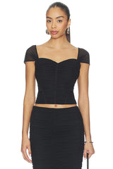 Asuka Shirred Mesh Top