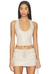 x REVOLVE Liddy Faux Leather Studded Halter Top
