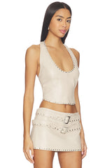 x REVOLVE Liddy Faux Leather Studded Halter Top