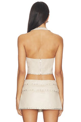x REVOLVE Liddy Faux Leather Studded Halter Top