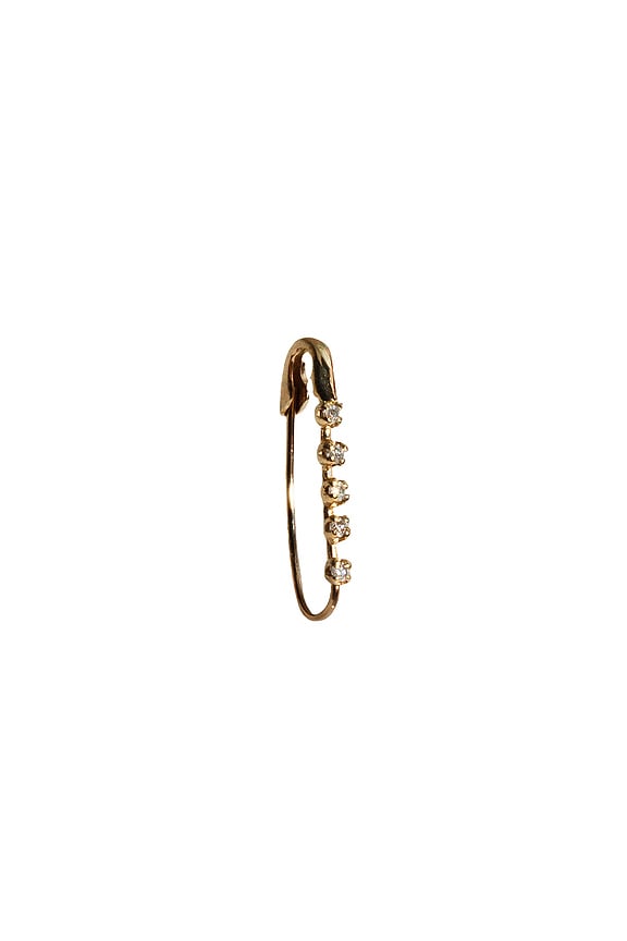 Mini Diamond Prong Safety Pin Single Earring