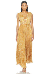Honeydew Printed Draped Gown