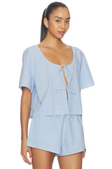 Airy Cotton Tie Front Top