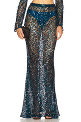 Net Paillette Maxi Skirt