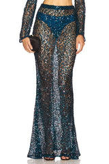Net Paillette Maxi Skirt
