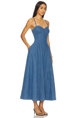 Simone Midi Dress in Denim Blue