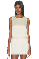 Barb Lace Crop Sleeveless Crew