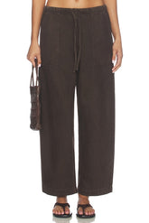 Pull On Barrel Leg Utility Pants in Airy Denim