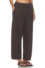 Pull On Barrel Leg Utility Pants in Airy Denim