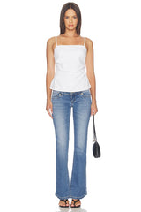 Airy Denim Ruched Squareneck Tank