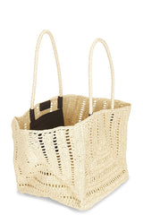 Large Eyelet Raffia Tote