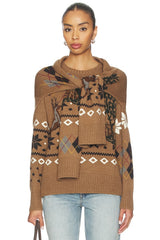 Fair Isle Crewneck Sweater With Scarf