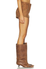 Leanan Studded Faux Suede Short