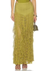 Petal Sheen Mesh Maxi Skirt