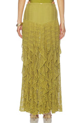 Petal Sheen Mesh Maxi Skirt