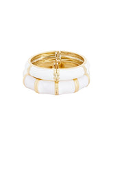 Enamel Stripe & Bamboo Set Of 2 cuff