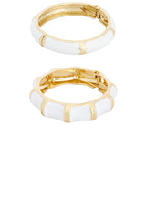 Enamel Stripe & Bamboo Set Of 2 cuff
