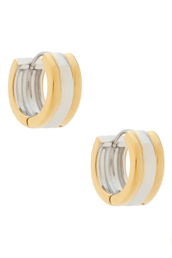 Mixed Metal Huggie Earrings