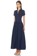 Poplin Collared Short Sleeve A Line Dresses