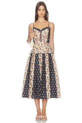 Cotton Silk V-neck Sleeveless A Line Dresses