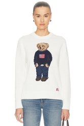 Linen Bear Sweater Long Sleeve Pullover