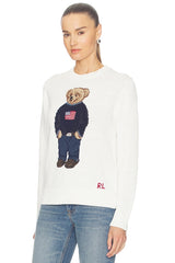 Linen Bear Sweater Long Sleeve Pullover