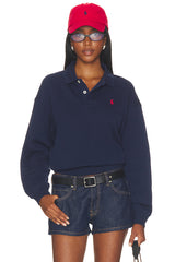 Fleece Polo Long Sleeve Sweater