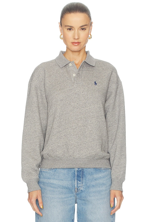 Fleece Polo Long Sleeve Sweater
