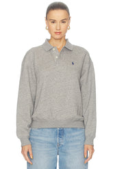Fleece Polo Long Sleeve Sweater