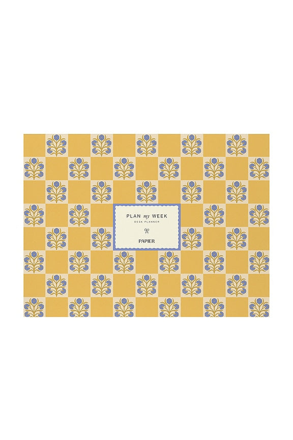 Floral Checkerboard Undated Weekly Desk Planner
