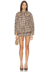 Tie-neck Short Cocoon Mini Dress