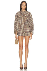 Tie-neck Short Cocoon Mini Dress