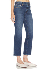 Issa Mid Rise Ankle Straight Leg Jeans