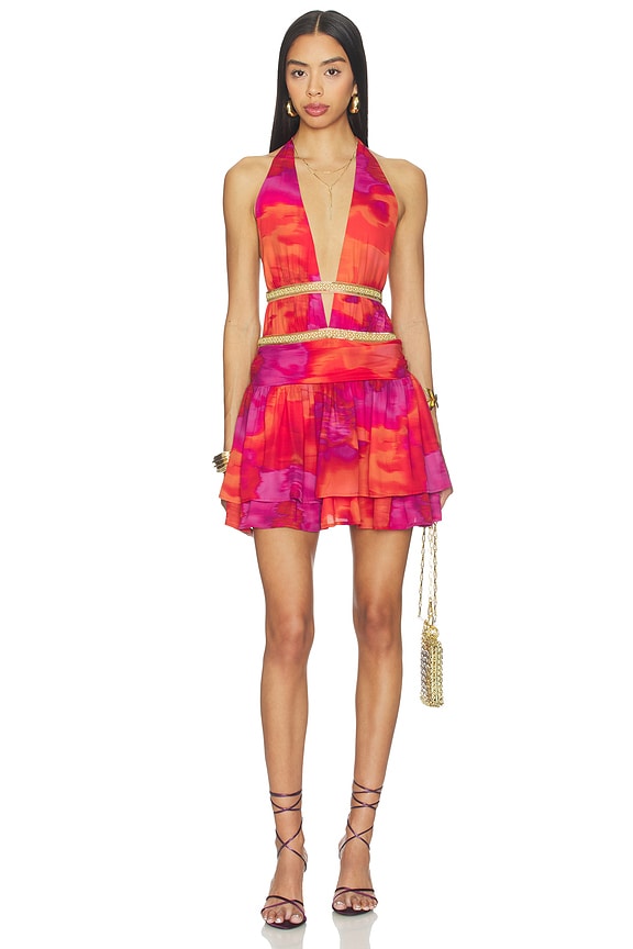 Xylia Halter Low Plunge Mini Dress